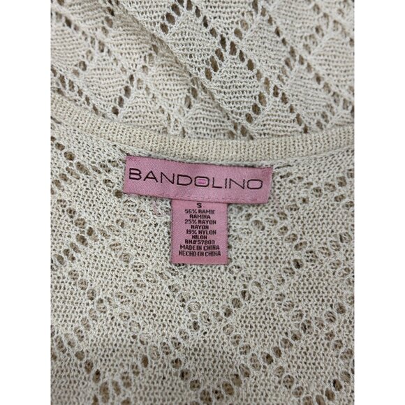 BANDOLINO Womens S Vintage Cream Shorth Sleeve Open Knit Cardigan Sweater Dress - Picture 11 of 11